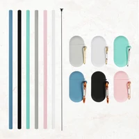 

Wholesale Eco Friendly Reusable Silicone Drinking Multicolor Straws With Brush And Case