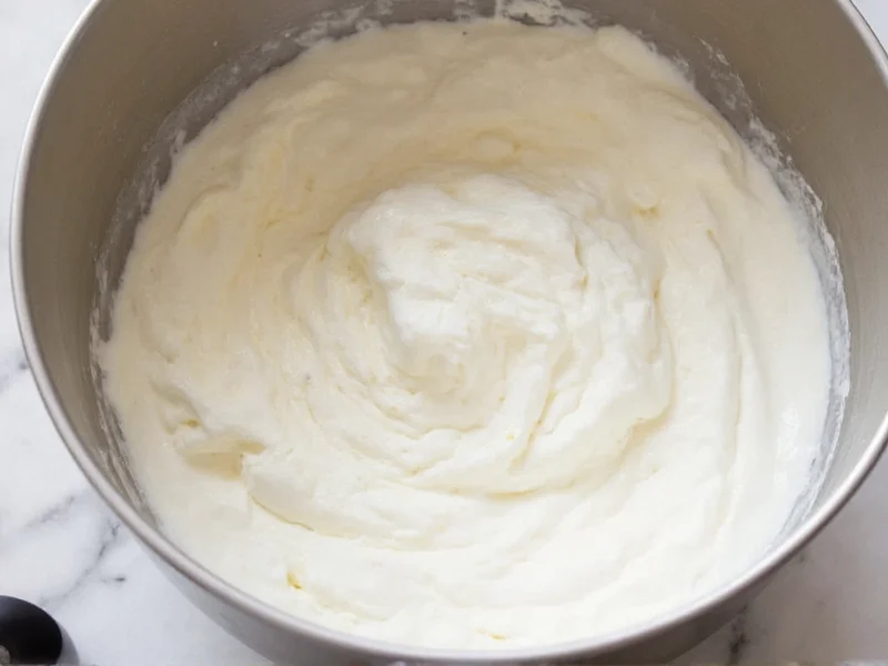Whipping heavy cream to stiff peaks in stainless steel bowl