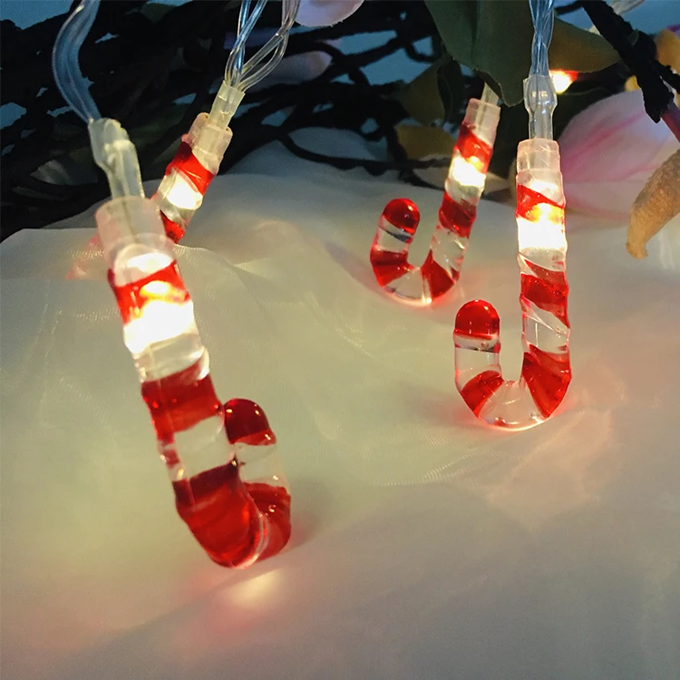 Party Holiday Decor Warm White Battery Powered Clear Candy Cane Crutch String Lights