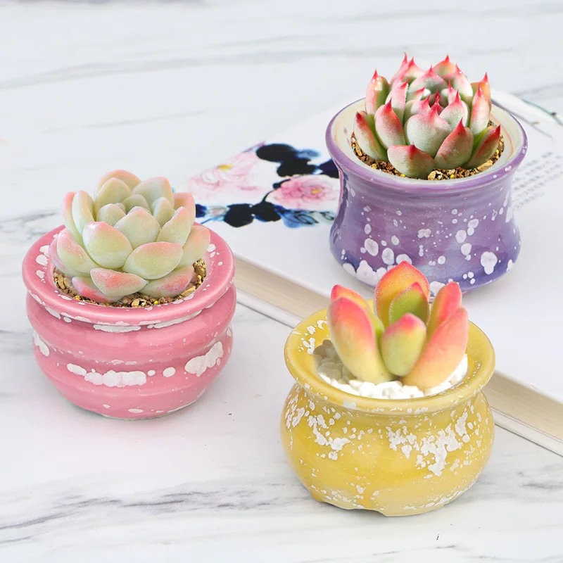 

Australia Hot sale cheap ceramic succulent flower pots flow glaze creative candy round Cone plant pot garden cactus pottery