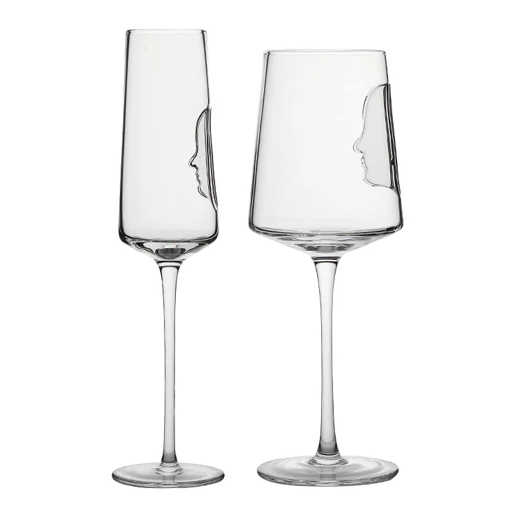 

Face shaped high-end luxury lead-free crystal customized personalized unique red wine champagne glasses
