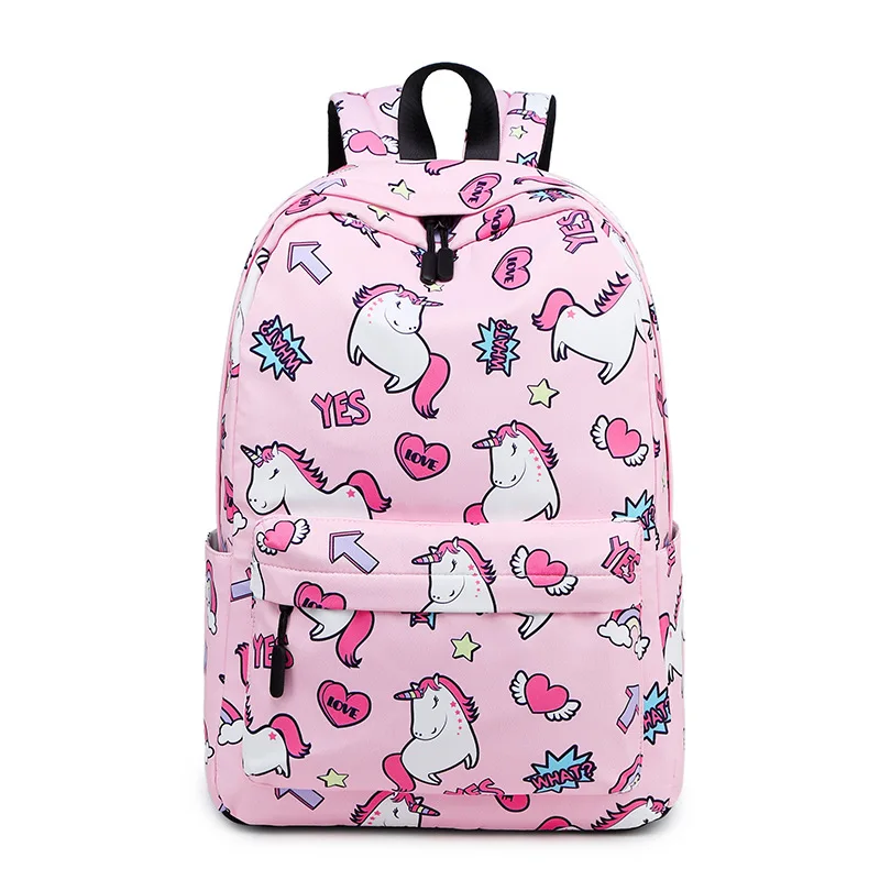 

2021 Custom Logo Fashion Rucksack Nylon Satchel Cartoon Bookbags Daypack Kids Unicorn Travel Backbag School Backpack For Girls, 4 colors