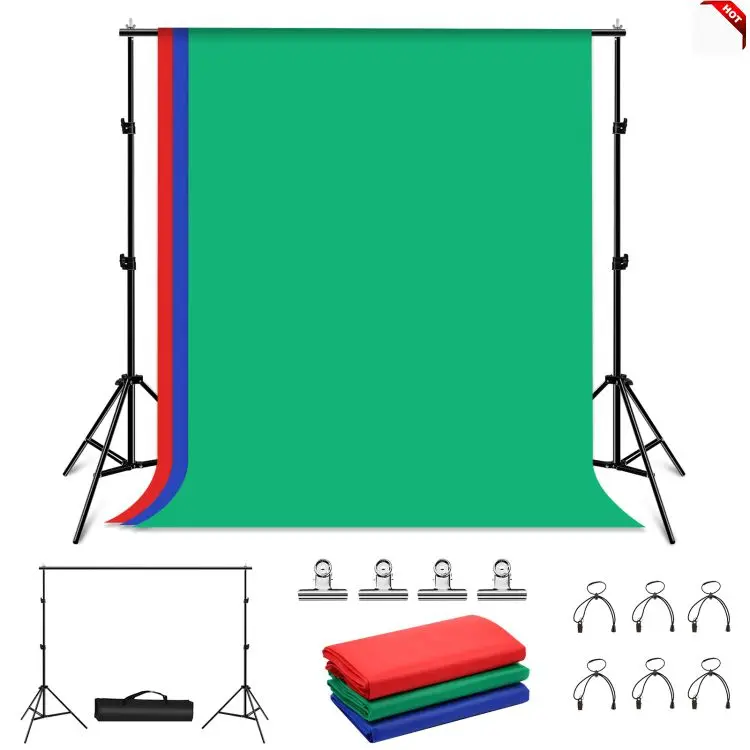 

Weding Photography PULUZ 2x2m Photo Studio Background Support Stand Backdrop Crossbar Bracket Kit with Red Blue Green Backdrops
