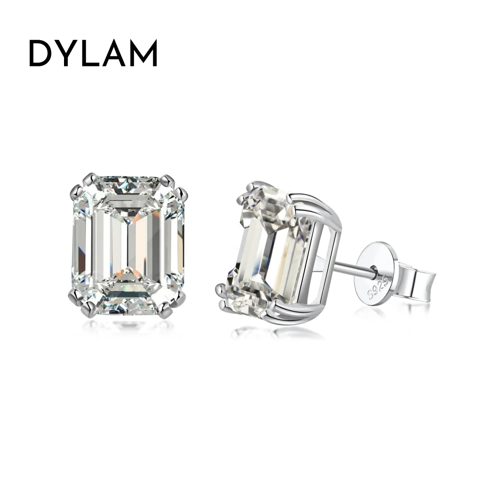 

Dylam Rhodium Plated Sterling Silver Emerald Cut Cubic Zirconia CZ Halo Leverback Anniversary Fashion Dangle Drop Earrings