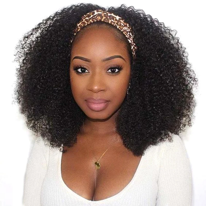 

Top quality virgin human hair wholesale afro kinky kurly brazilian headband wig,headband kinky wigs for black women