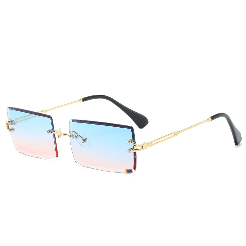 

SKYWAY New Trendy Small Size Rectangle Frameless Sun Glasses Hot Sale Women Men Rimless Ocean Lens Metal Sunglasses