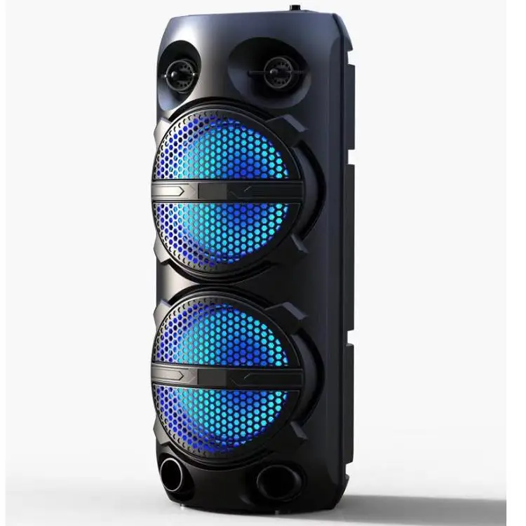 

Temeisheng 8 inch Active 60 Watt Big Bass Outdoor Rechargeable Battery Trolley BT speaker with Disco Light, Black