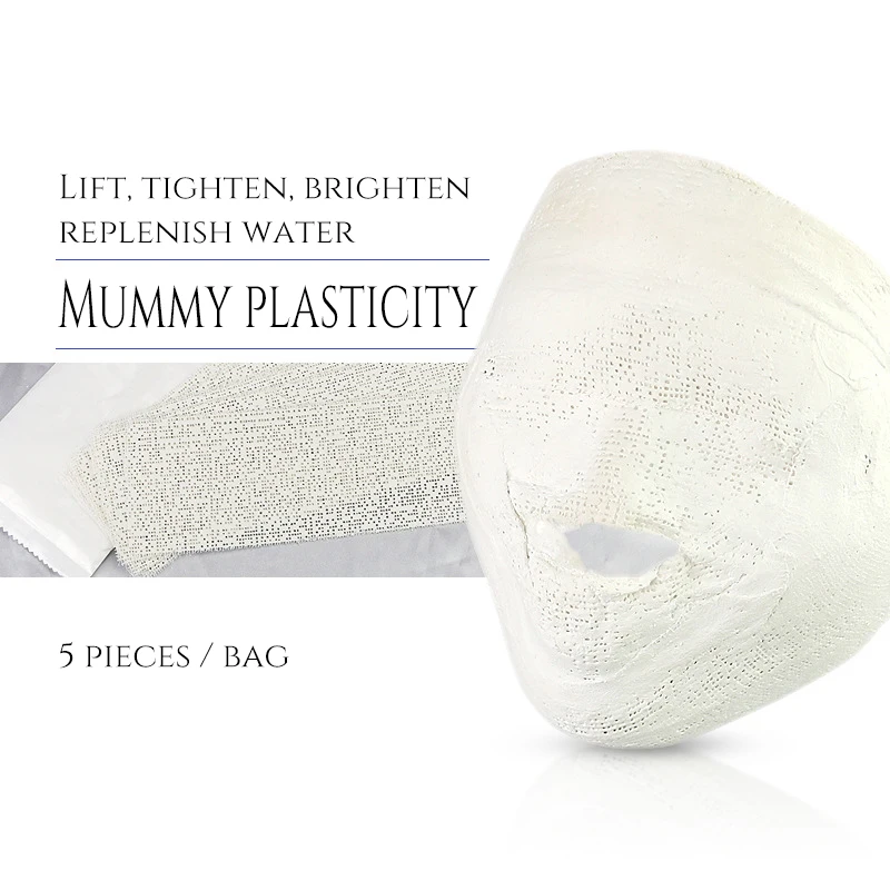 

OEM ODM Private Label Mummy Mask Beauty Spa Use Gypsum Plaster Mask 3D V Shape Lifting Slim Face Mummy Mask, White