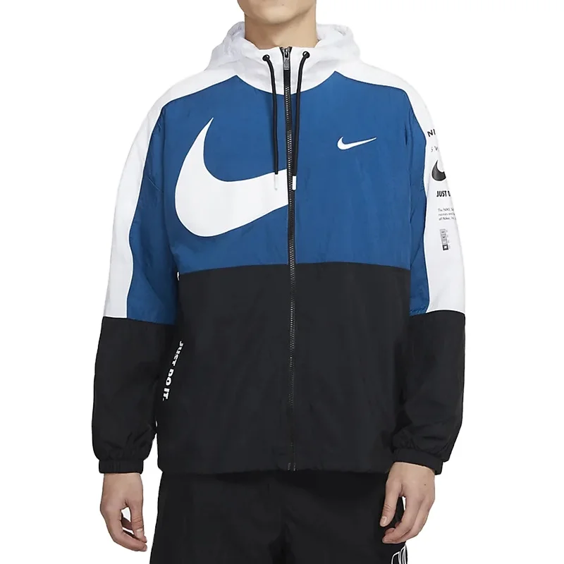 

Nike Swoosh Windbreaker Jacket Light Weight Long Sleeves Full Zip Hoodie