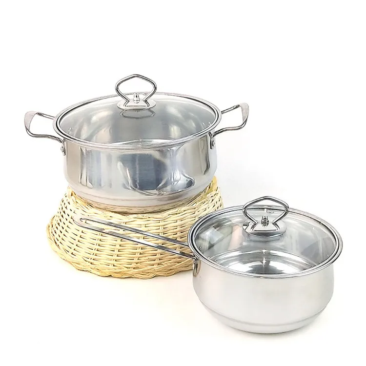 

Cooking pot cookware set 304 soup 2 pcs stainless steel milk, Sliver