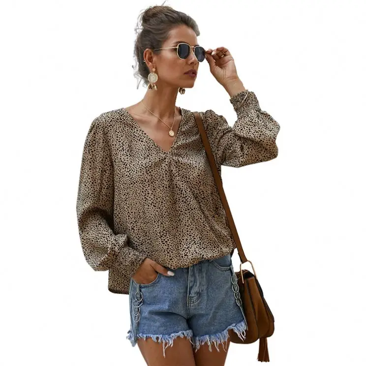 

New Arrival Women Tops Shirt Woman Custom Logo floral Printing Long Sleeve Tops Cotton caual Women Blouse