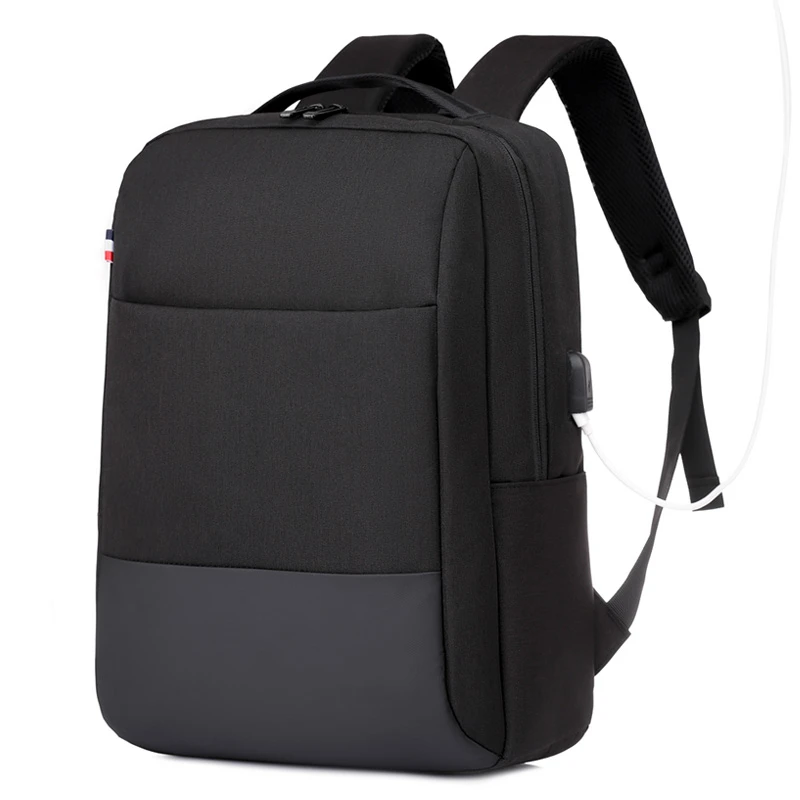 

wholesale custom logo men back pack backpack bag notebook bags USB charging business laptop backpack, Black