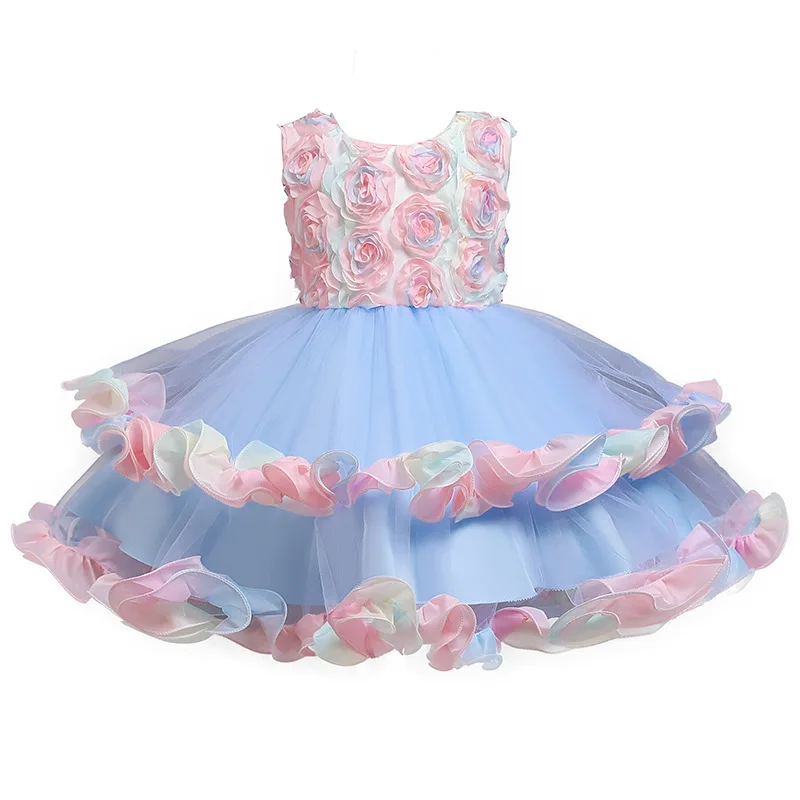 

girl's gown Colorful cake fluffy dress girl's one year old Celebration dress Princess dress