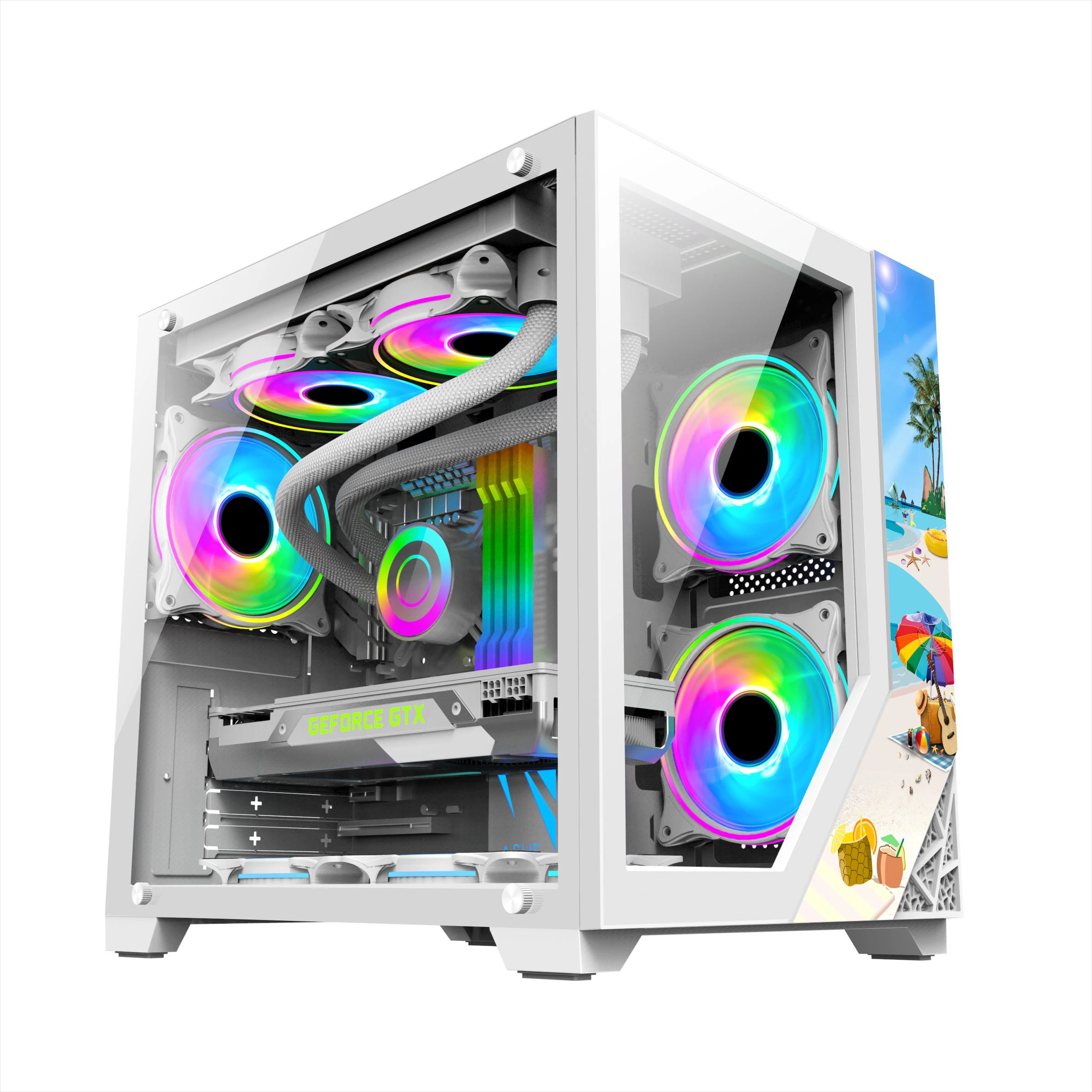 

2023 Hot Sale Factory OEM Custom Computer PC Case Gaming ATX Cases & Towers Glass Cabinet With RGB Fan For Desktop Case USB3.0