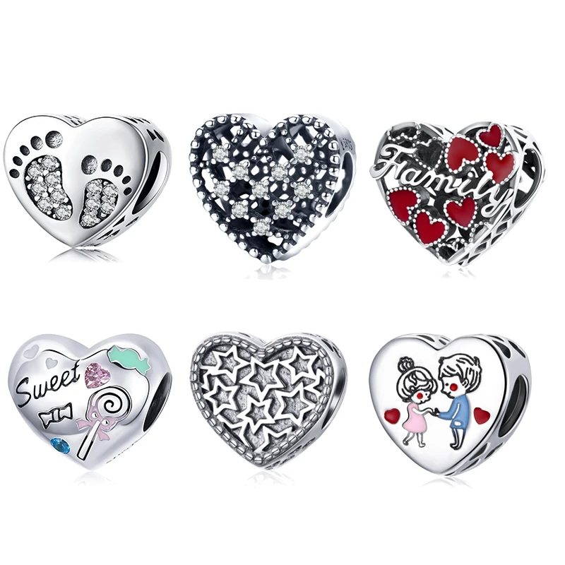 

New Arrival 925 sterling silver Zircon heart charms for making bracelets