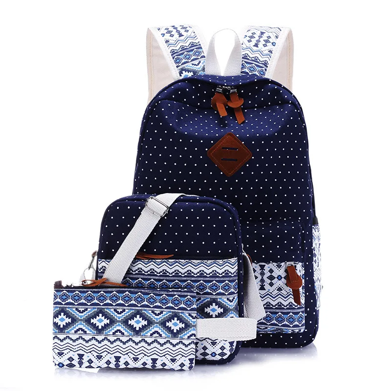 

Hot Sale Fashion For Teenager Many Colors Three-piece Suit Canvas Material High Quality School Bags Backpack, 4 colors