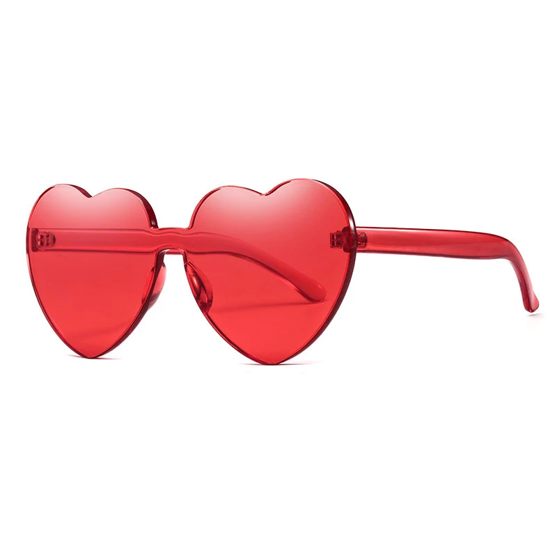 

ZHIHENG Trendy Transparent Candy Color Eyewear Love Shaped Frameless Party Glasses Heart Shaped Oversized Rimless Sunglasses