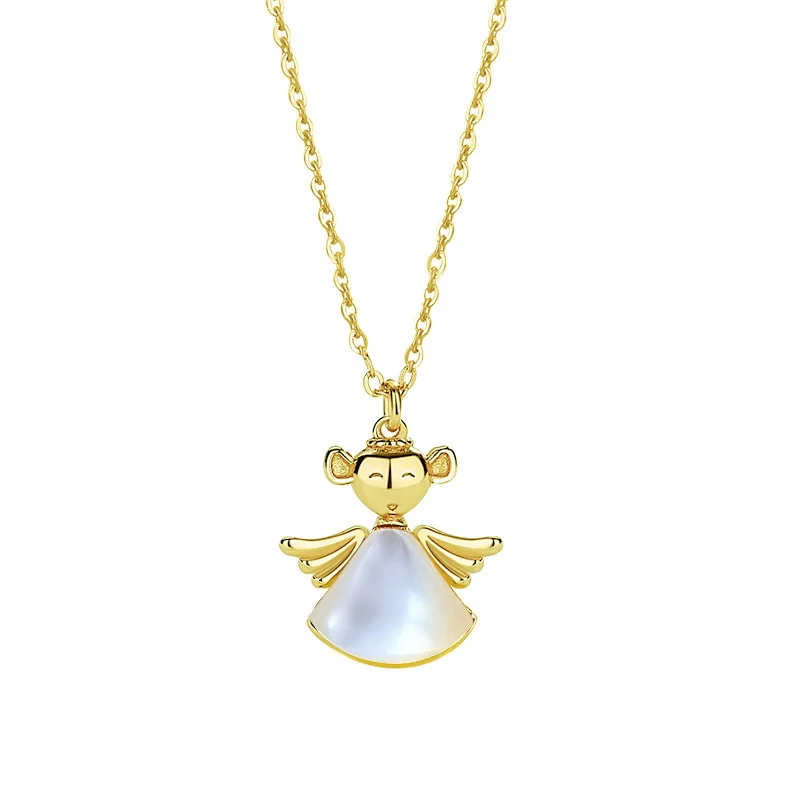 

Best selling new little angel necklace sterling silver girlish style niche simple pendant rose gold