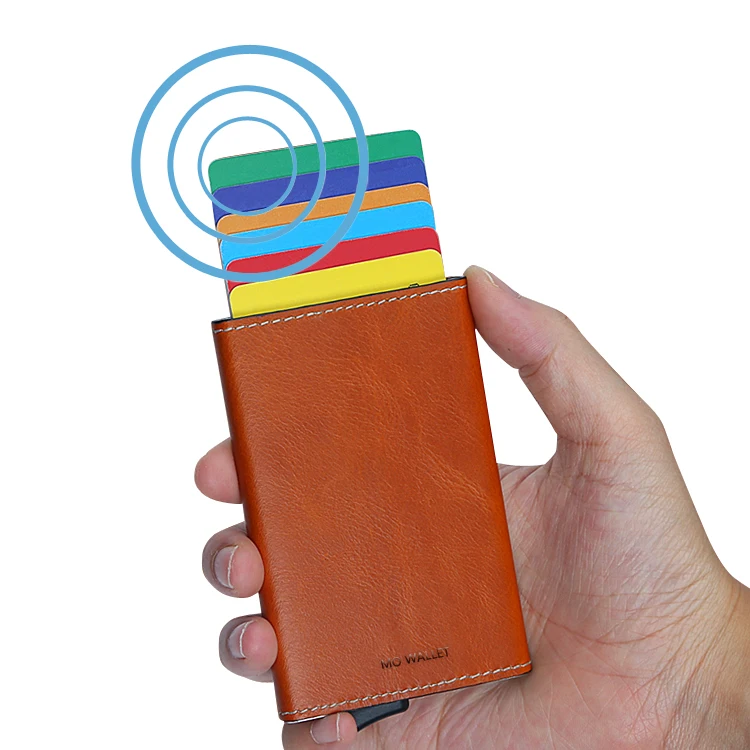 

Factory Stock Patent Custom Metal Leather Automatic Aluminum Card Wallet