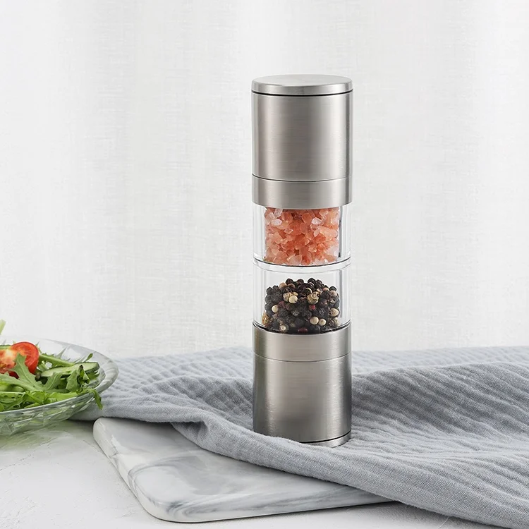 

2 in 1 salt and pepper grinder stainless steel salt and pepper mill spice rechargeable grinder ceramic grinder core