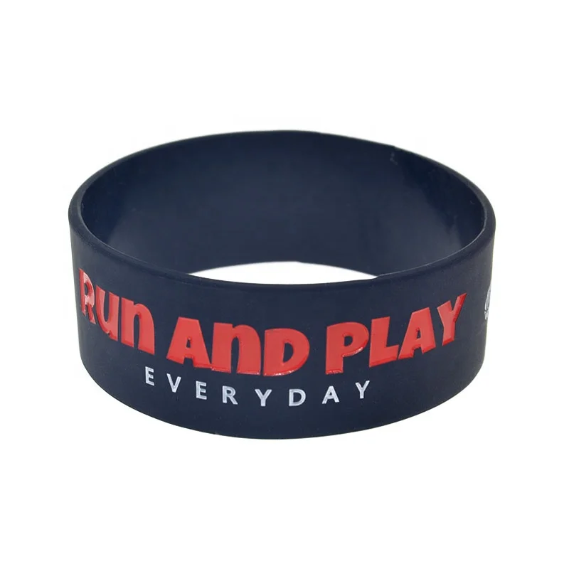 

25PCS Black and White Run and Play Silicone Wristband 1 Inch Wide, Black, white