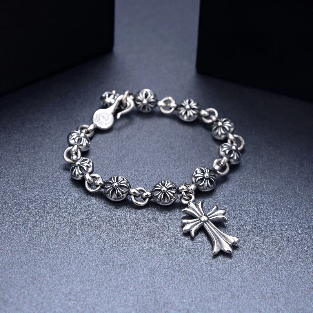 

OEM Custom Fashion link classic Silver design chain trendsetters Punk Skull bracelet