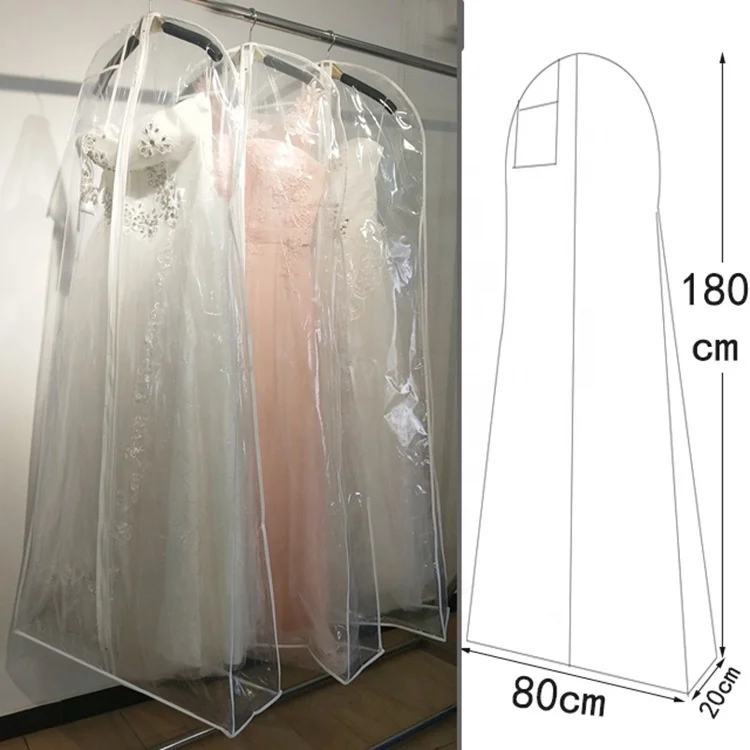 

Amazon Hot Sale 72" Clear PVC Waterproof Dustproof Bridal Cover Bag Wedding Dress Garment Bag, Transparent