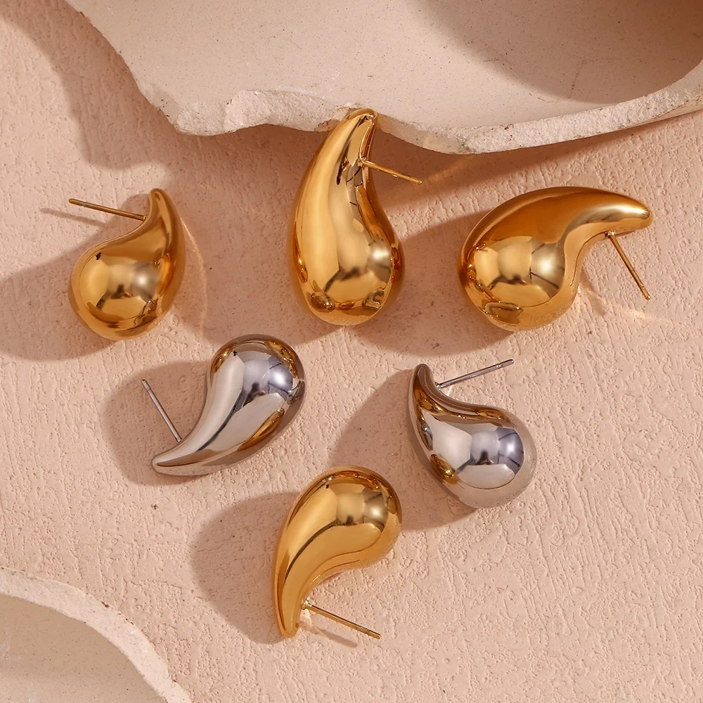 

New Design Water Drop Stud Earrings 18K Gold Plated Earings Jewelry Women Stainless Steel Jewelry Custom