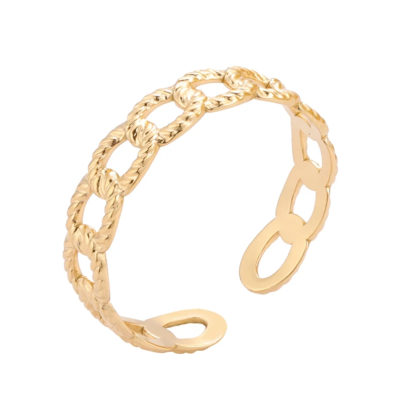 

Amazon hot sale fashion stainless steel gold ladder hollow rings