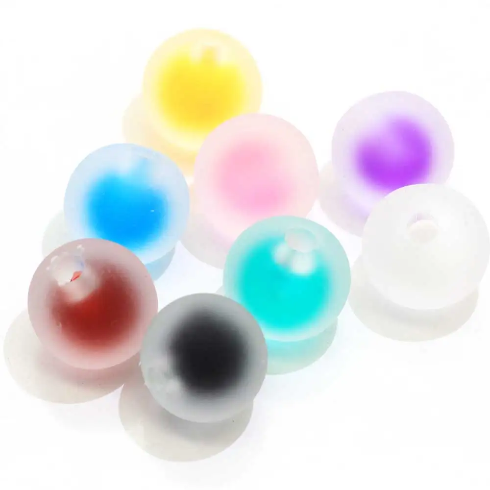 

Dreamlike Frosting Acrylic Round Ball Beads Half Hole for Earrings Pendant Making Accessories