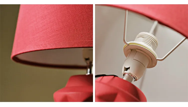 Bedroom Creative Simple Modern Ceramic Red Warm Dimmable LED Table Night Lamp