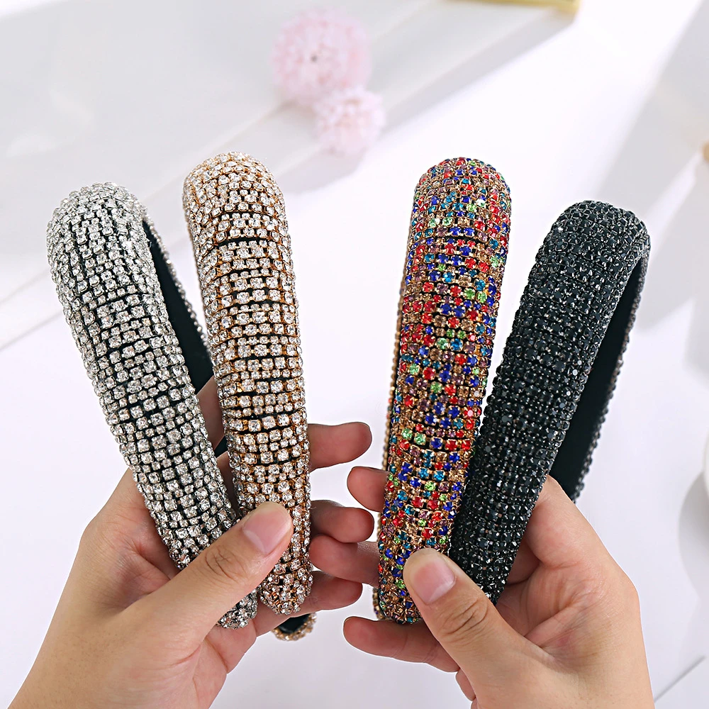 

Baroque Full Diamond 2CM 4 Color Hair Ornament Luxury Headband Show Hair Band