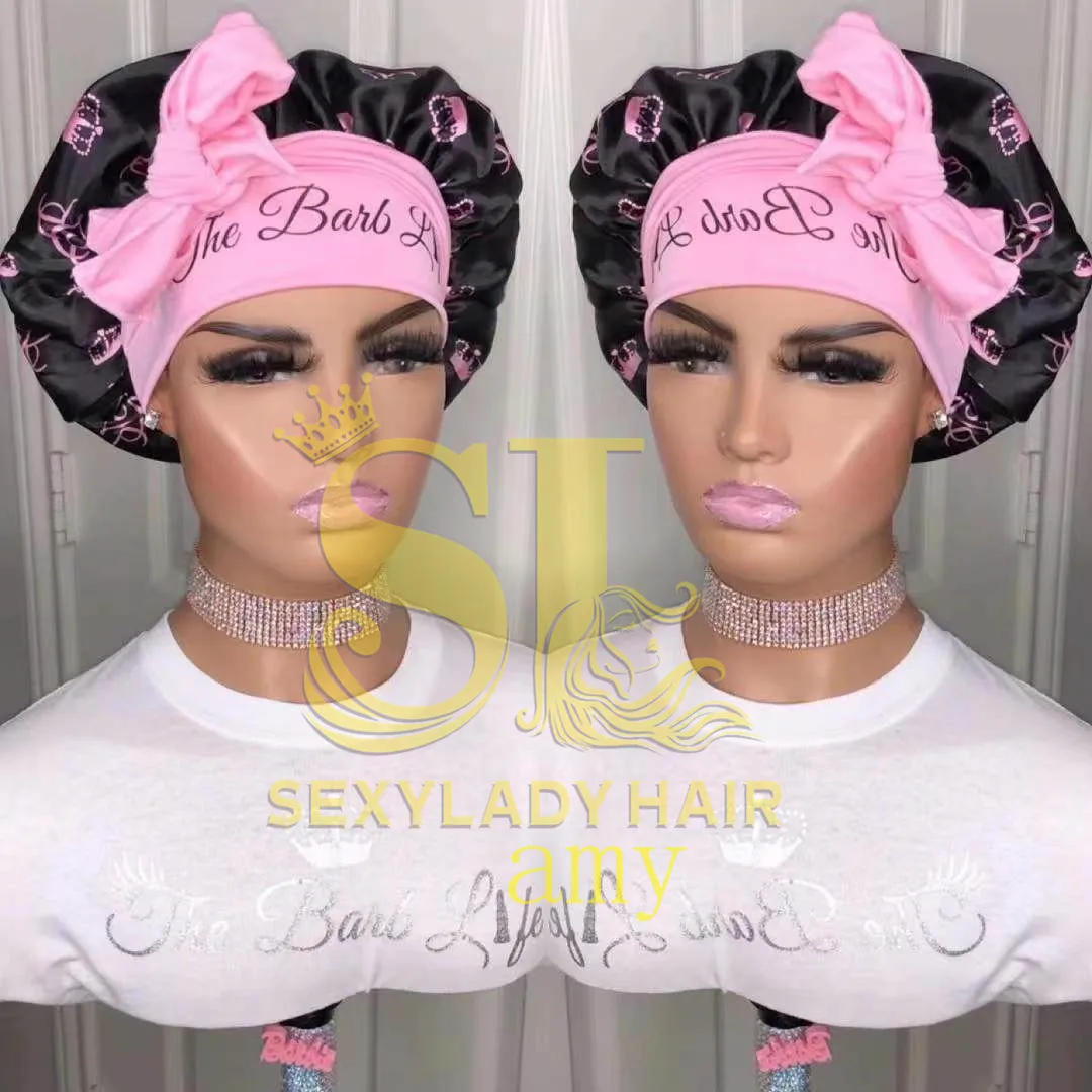 best price Extra Long Satin Double layer Bonnet with Adjustable Braids band Ties bonnets and satin hair wraps long hair bonnet
