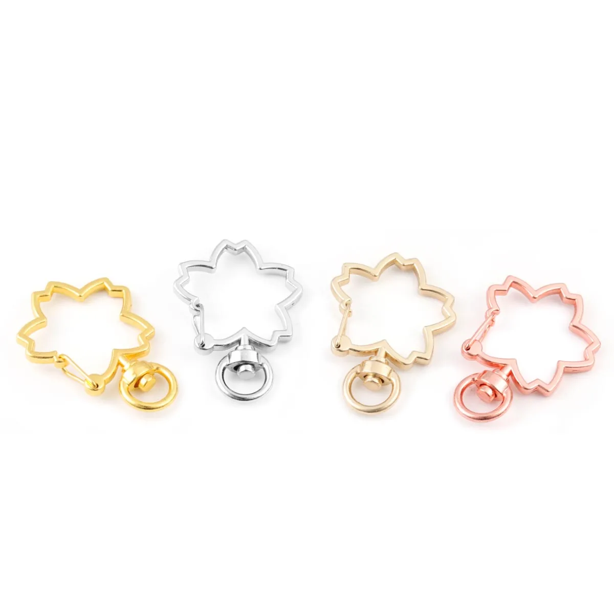 

10pcs Cute Sakura Hollow Key Chain Key Ring keychain DIY Accessories Lobster Clasp Jewelry Findings Wholesale Gift For Girl, Picture