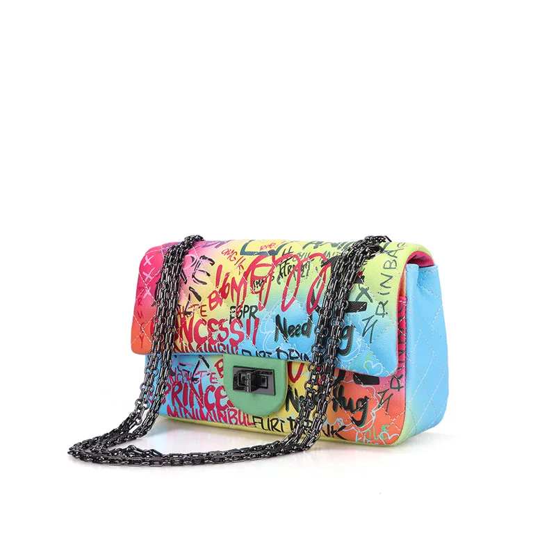 

2020 Fashion Colorful graffiti Jelly shoulder bag Female Handbag Small Chain Lady Shoulder Bag