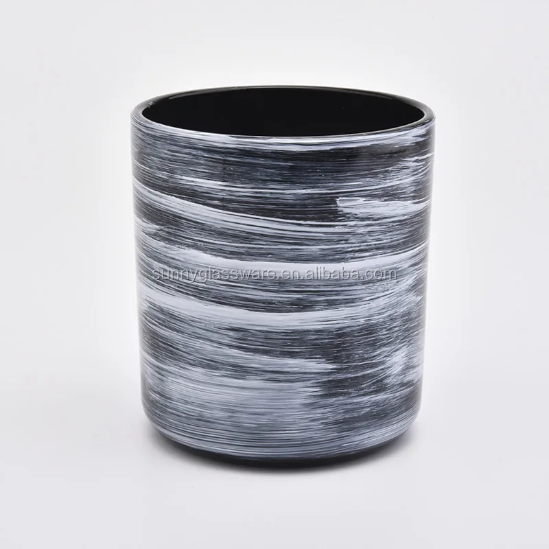 standard 10 oz cylinder black glass candle jars