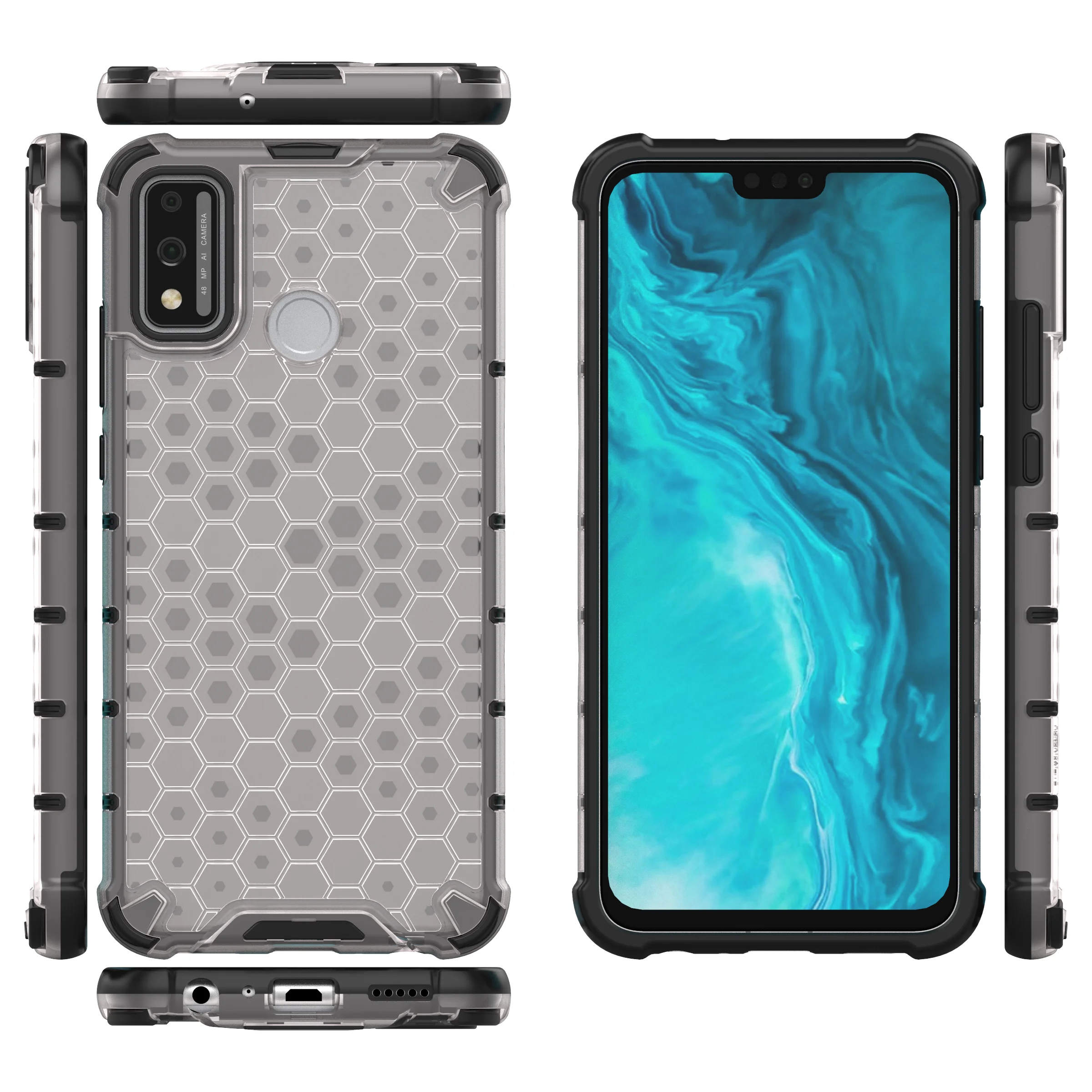 

Hybrid Silicone Hard Case Bumper Cover For HUAWEI HONOR 9X Lite, As pictures