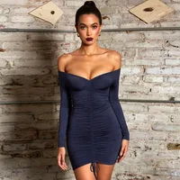 

Summer Frenulum strapless slim Fit Long sleeve Women Sexy Dress