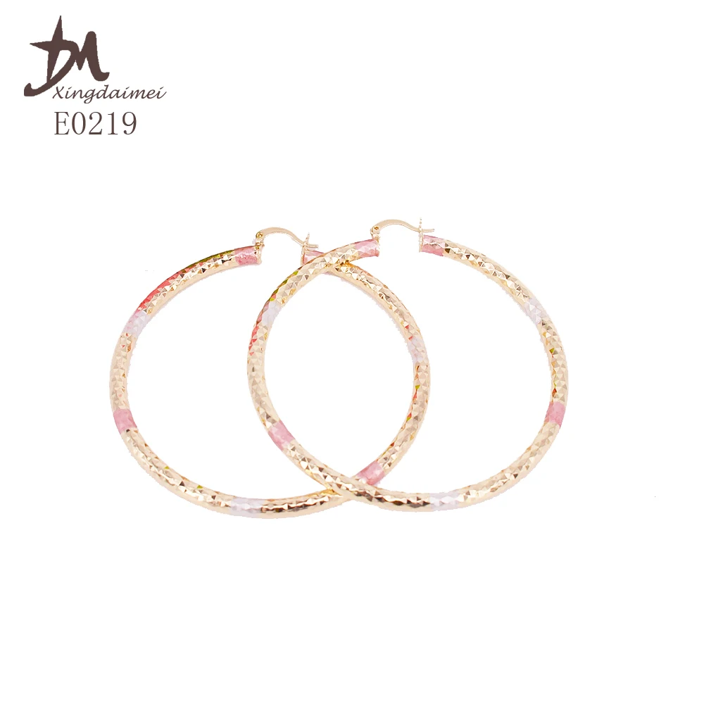 

E0219 Wholesale Three colors 70mm Diameter big gold Hoop Earrings, 18k gold,silver,rose gold