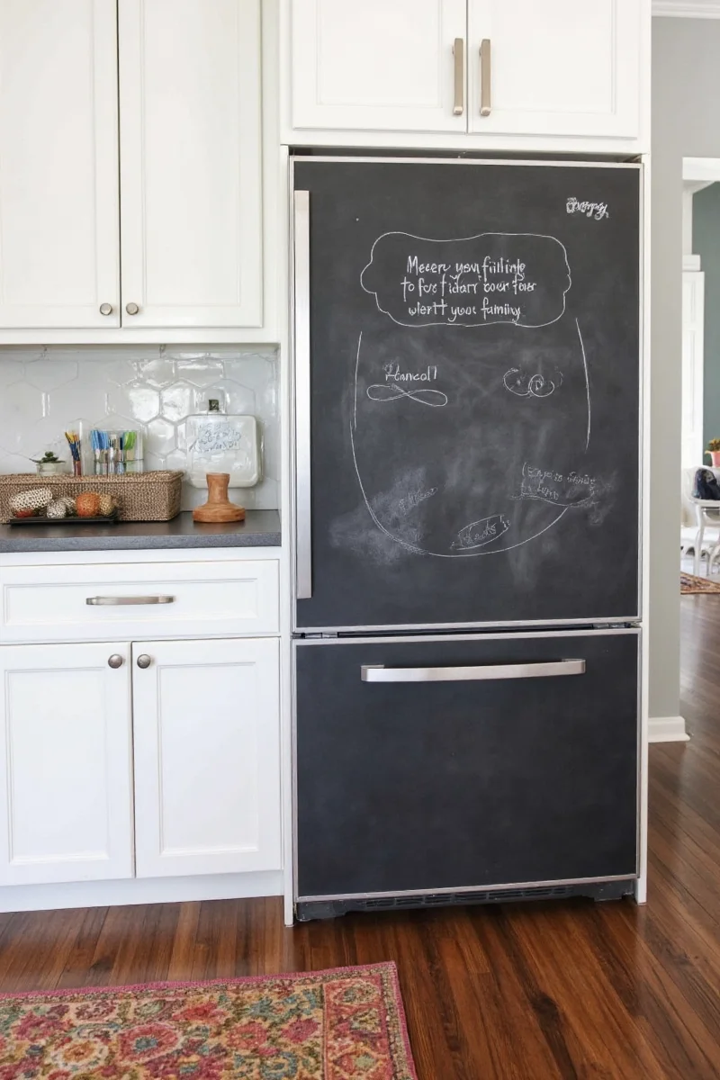 Classic black chalkboard sticker on fridge