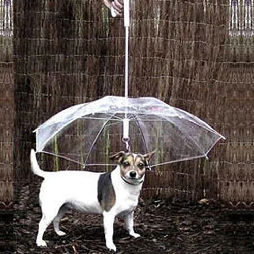 

Dog Walking Waterproof Clear Cover Built-in Leash Rain Sleet Snow Pet Umbrella Pet Products, As photo