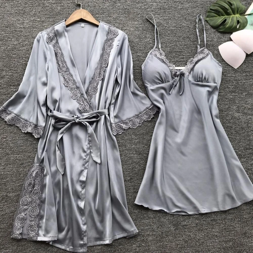 

Night Suit Backless Nightdress Daster Batik Dress Piyama Satin Pyjama Silk Pajama Set Pjs Women Sleepwear Luxury Rose Sleep Wear