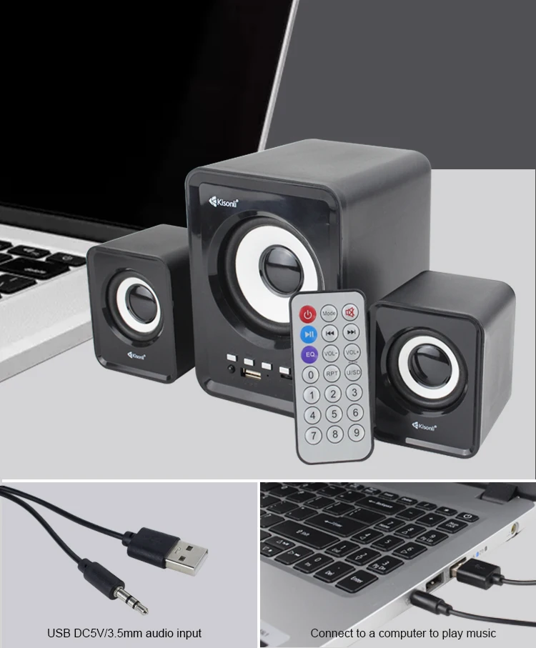 Kisonli U-2800BT Fashion Speaker for Pc 2.1 Home Theater Wireless Speaker with Blue Tooth