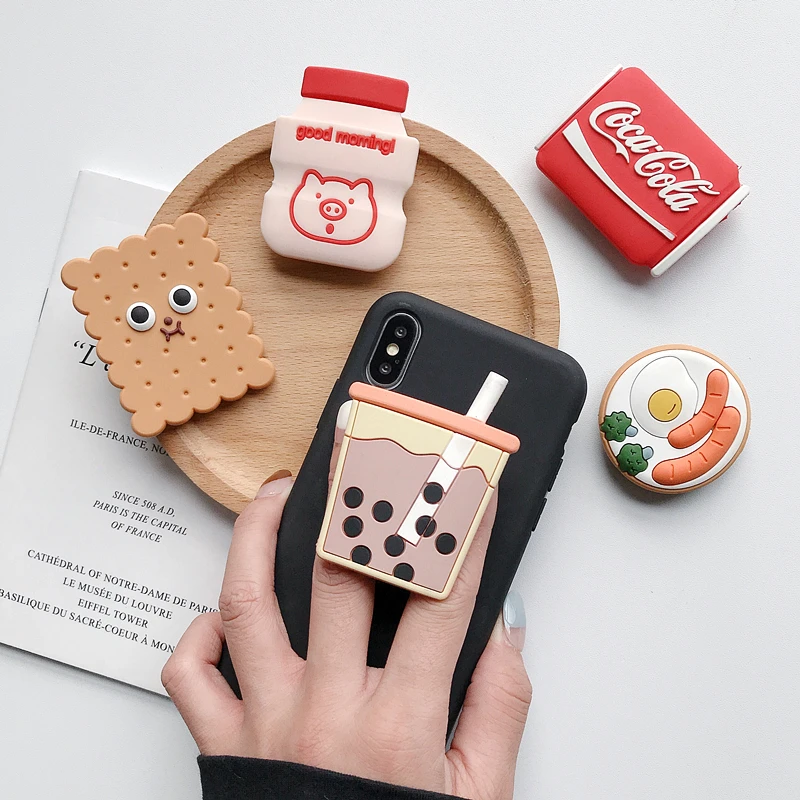 

2021 Customized mobile phone accessories silicone PVC cute cartoon mobile phone holder socket airbag mobile phone holder