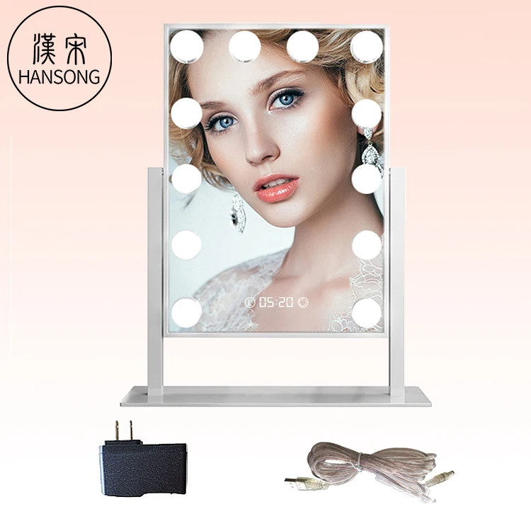

2019 Hollywood 12 LED light vanity girl Desktop Cosmetic makeup Mirror with hollywood makeup mirror