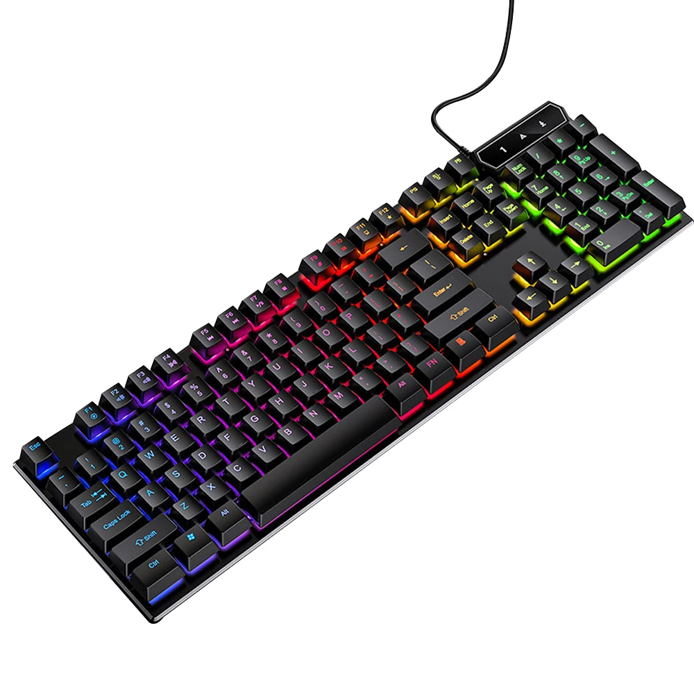 

Cheap Wired Gaming Keyboard with Multimedia Keys RGB Backlit Mechanical Keyboard Wrist Rest Game Keyboard for Windows PC Gamers, Black/white/customized colors