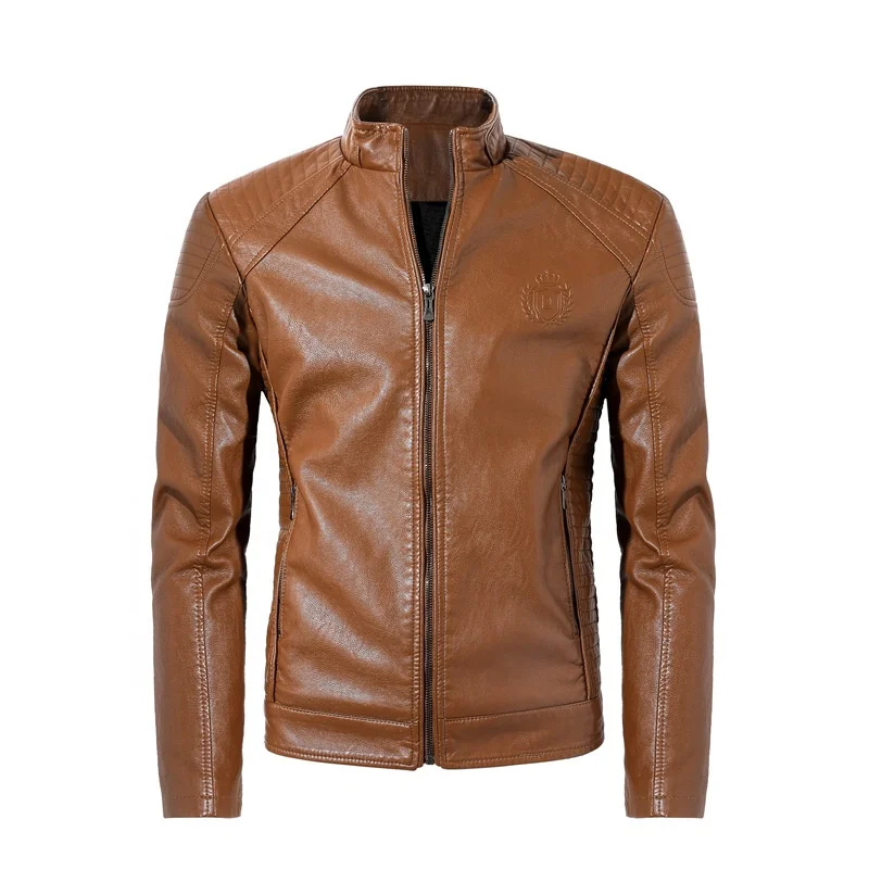 

Winter Plus Velvet Jacket Men Plush Thick Warm Leather Motorcycle Jacket, Brown/black/khaki