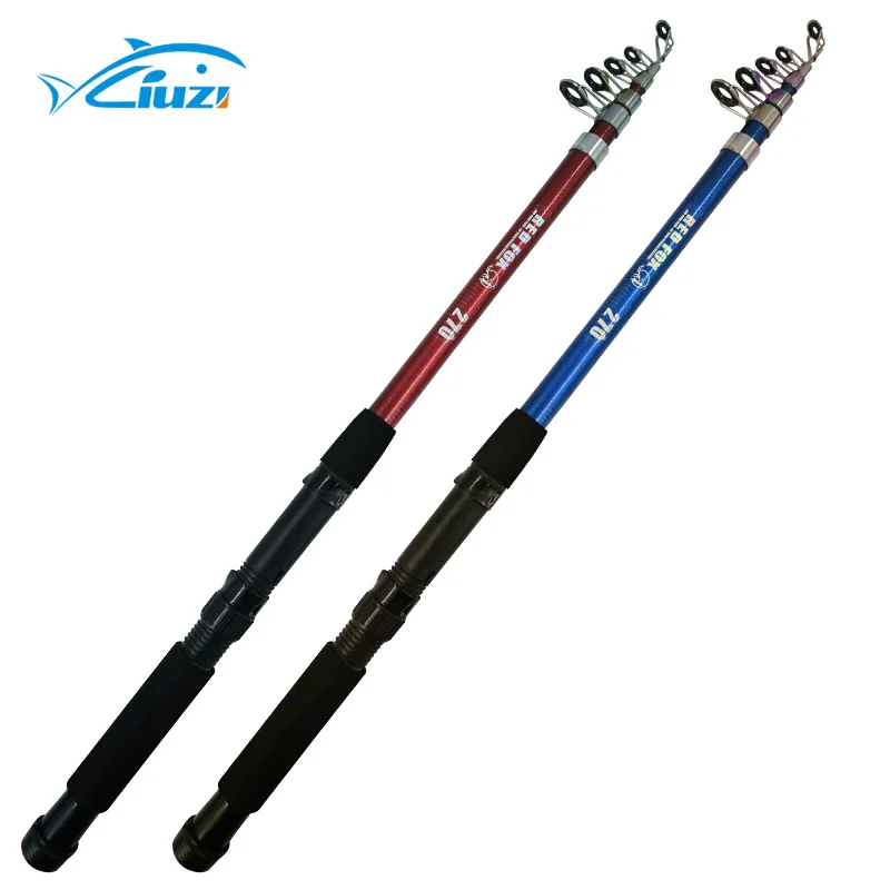 

Chinese Oem Cheap Three-Layers Of Fiberglass Cloth Sea Fishing Rod, Red/ blue