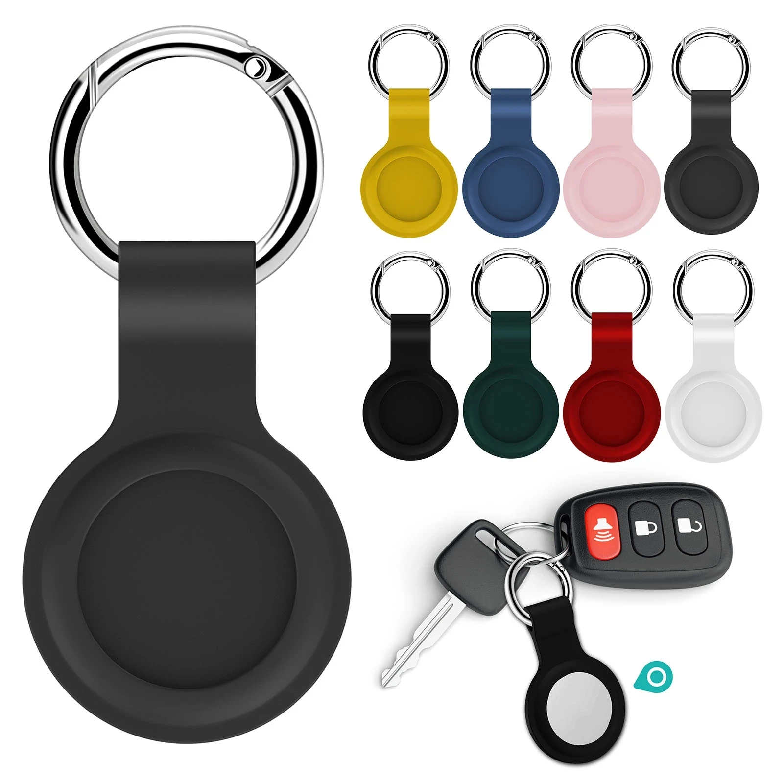 

Dropshipping Protective Cover Soft Silicone Case Shell Location Tracker Protector With Ring for AirTags Tracker Accessories, 8 colors