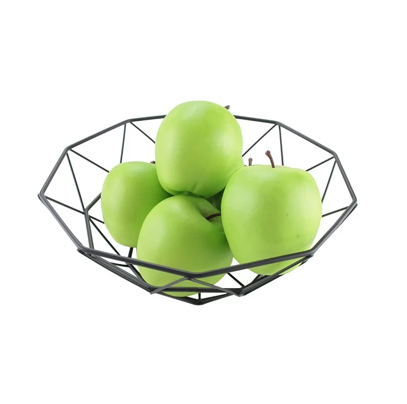 

Hot sale kitchen storage display countertop vegetables chrome wrought iron wire mesh metal fruit basket, Black